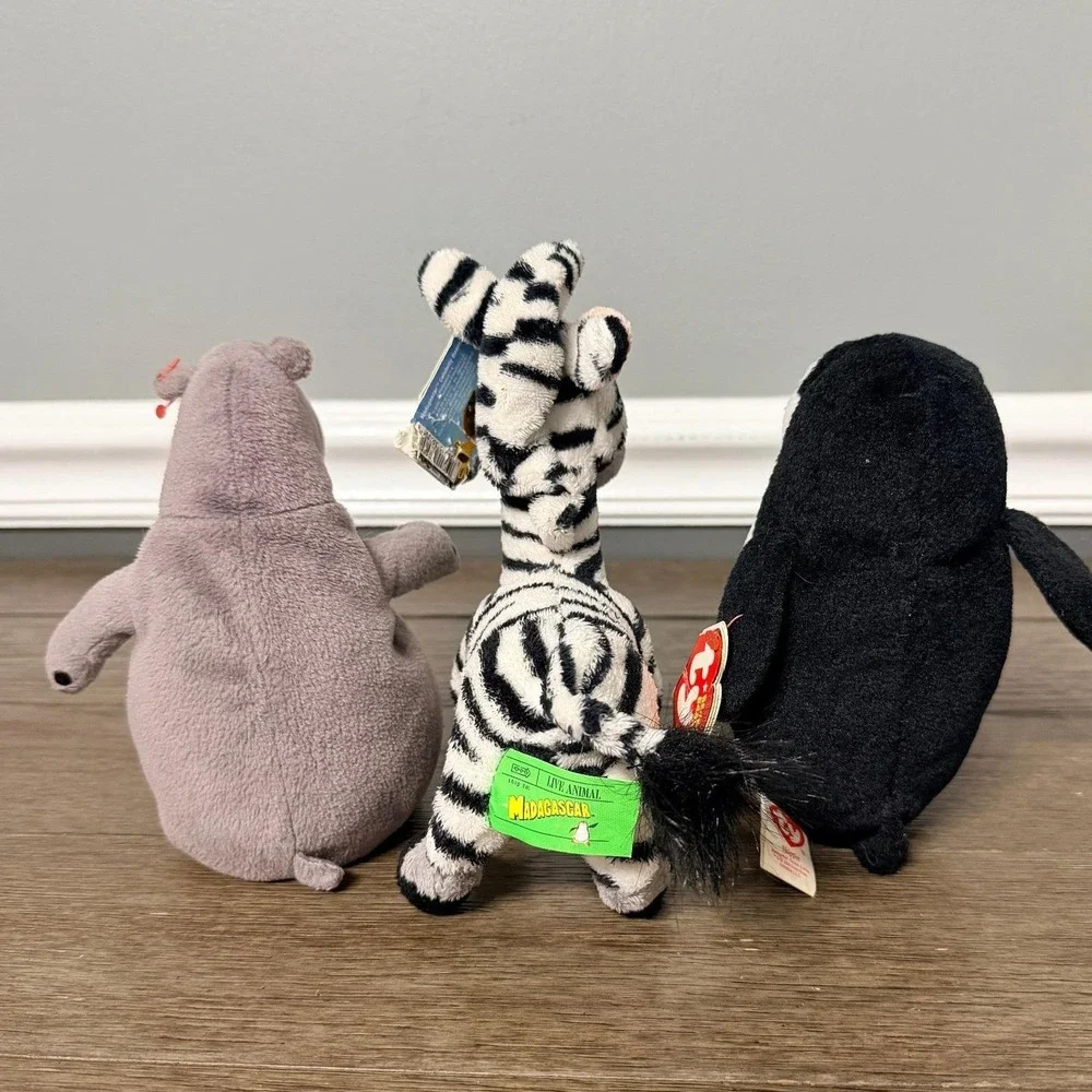 Madagascar Escape 2 Africa Ty Beanie Babies Plush Bundle Skipper Marty Gloria